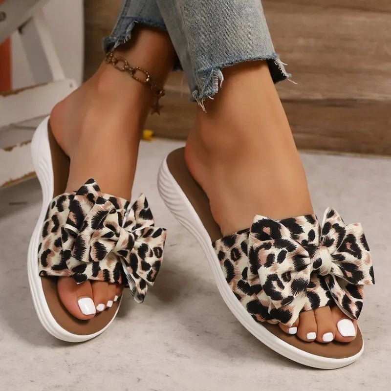 Women's Leopard Print Flat Slippers – Casual Outdoor Sandals Women's Flat Slippers Axl 43 leopard print