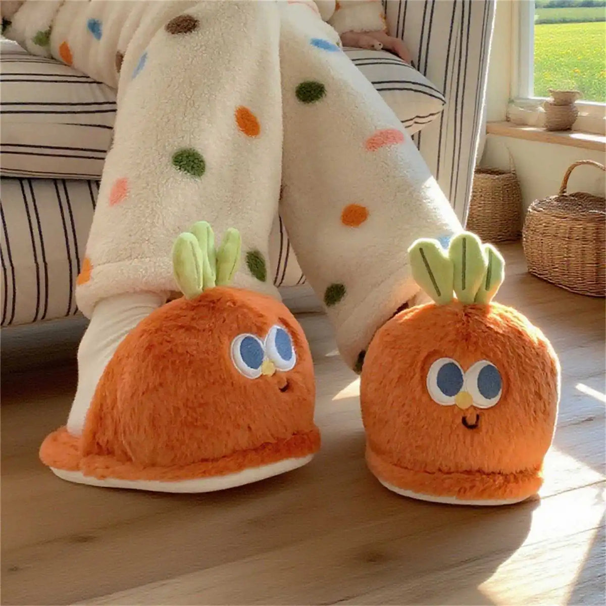 Lorilury Carrot Fur Slippers – Women's Novelty Indoor Slides Novelty Fur Slippers Axl