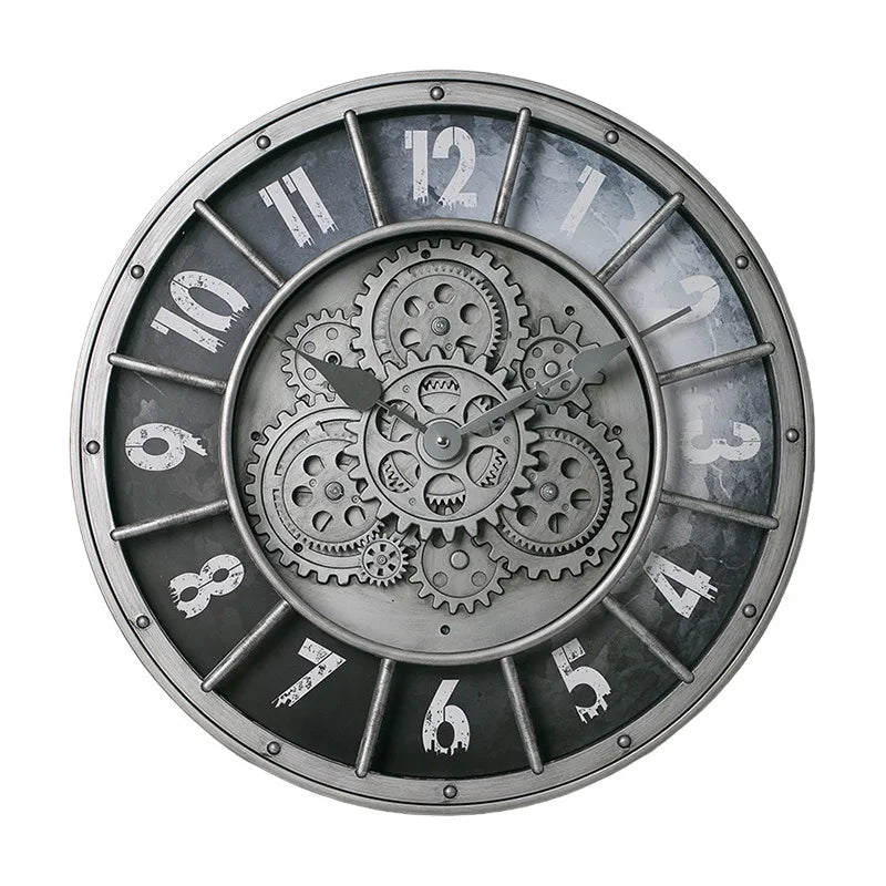 Retro Industrial Gear Wall Clock – Large Silent Décor 45.5cm Decorative Wall Clock Axl