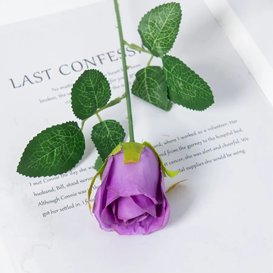 Silk Rose Bouquet – Artificial Flowers for Wedding & Home Decor Artificial Flower Bouquet Axl PURPLE 5PCS