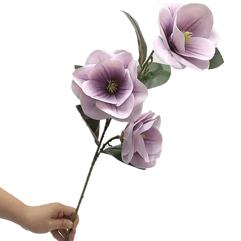 Large Latex Magnolia Artificial Branch – 3 Flower Heads, 78cm Artificial Flower Branch Axl