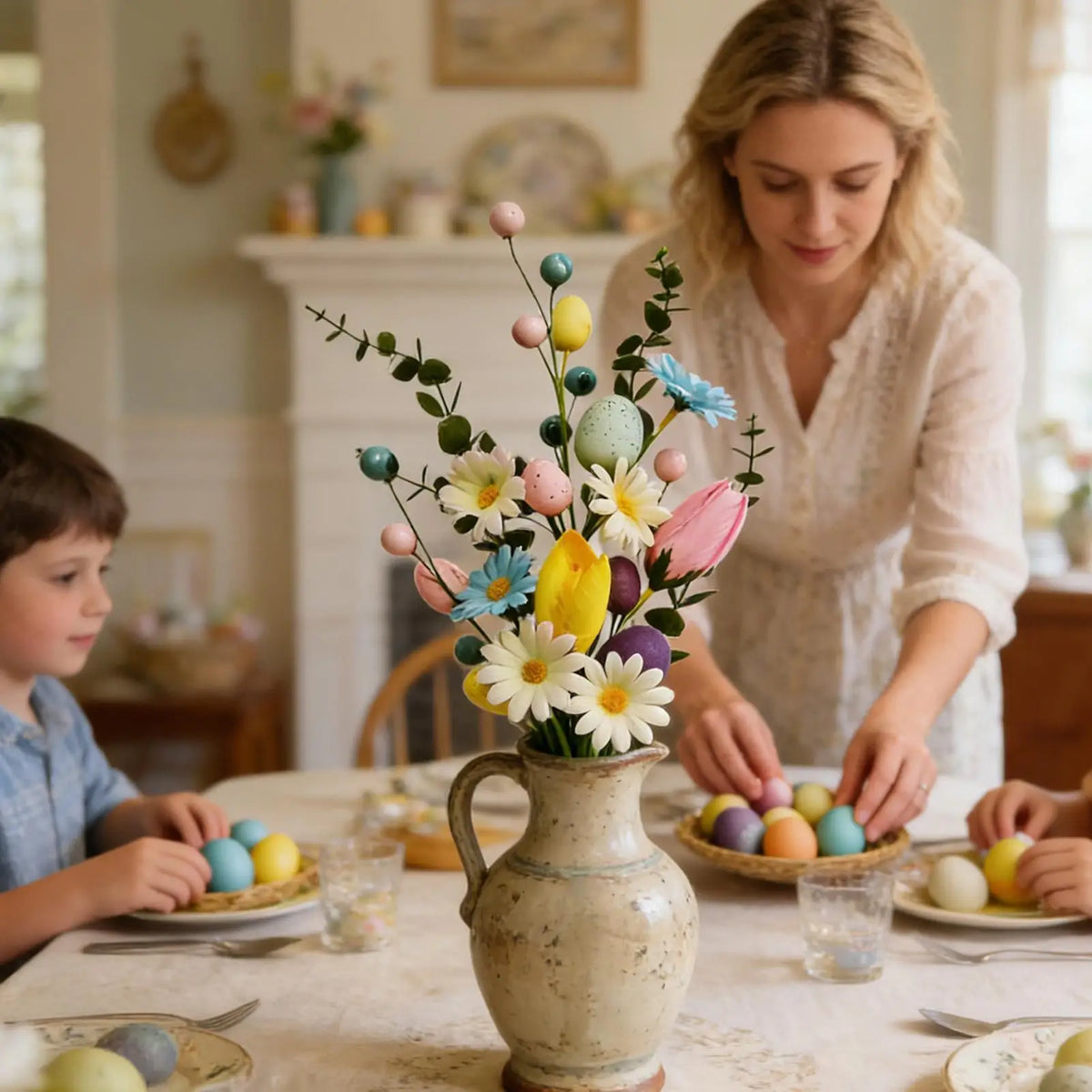 Easter Artificial Flower Picks – Colorful Egg Stem Bouquet Artificial Flower Picks Axl