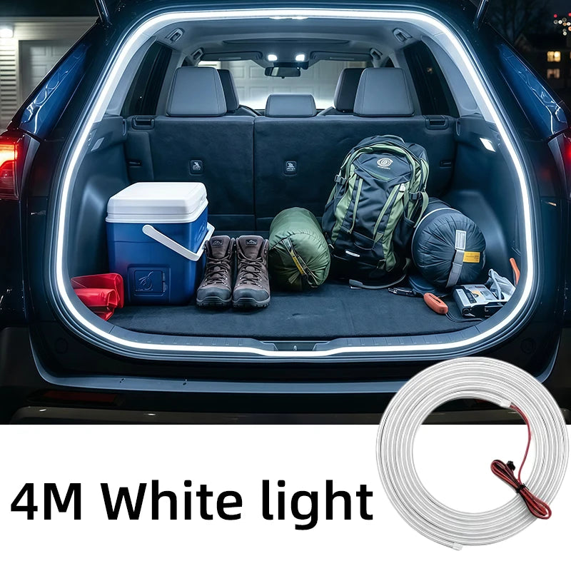 Car Trunk LED Light Strip – Auto-Sensing Ambient Interior Light Car LED Light Strip Axl 4M White light