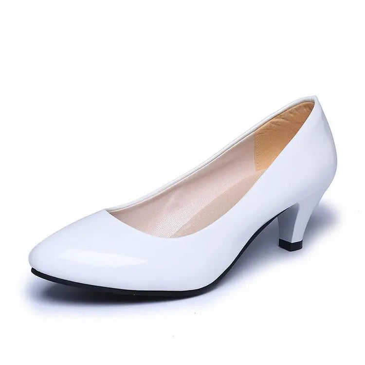 YBQJOO Women's Square Heel Pumps – Office & Party Slip-On Women's Heeled Pumps Axl 1 White 36