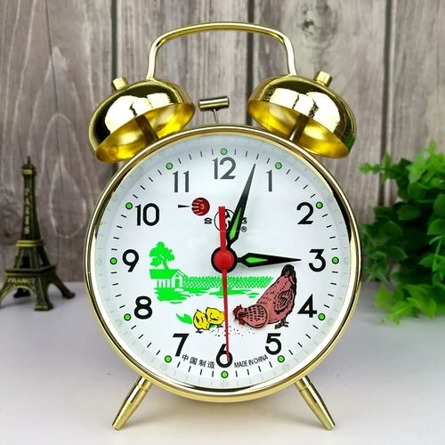 Vintage Gold Mechanical Alarm Clock – Silent Metal Desk Clock Mechanical Alarm Clock Axl 11.5X17CM