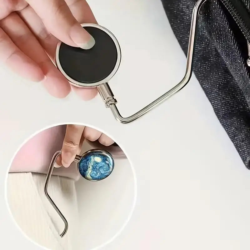 2-Pack Folding Desk Hook – Stainless Steel Portable Bag Hanger Folding Desk Hook Axl