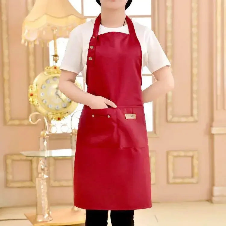Canvas Bib Apron for Cooking, BBQ & Hairdressing – Unisex Bib Apron Axl red