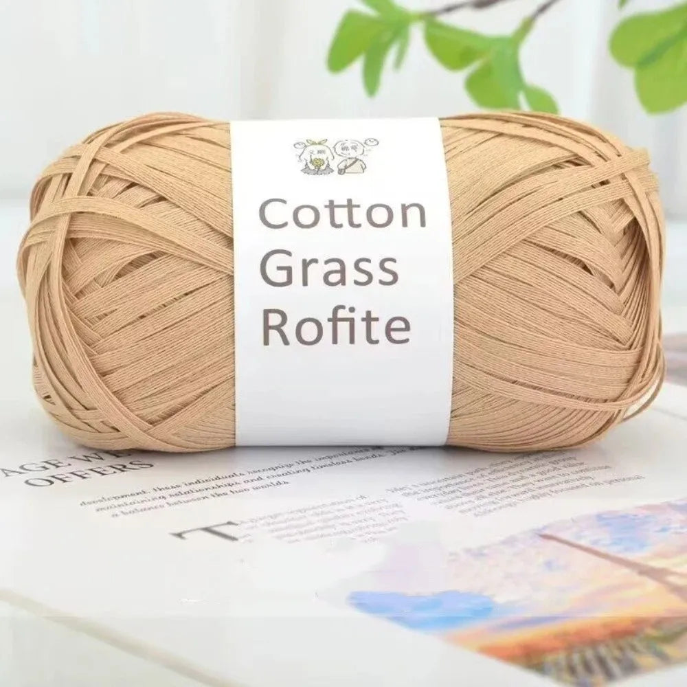 102M Multicolor Raffia Yarn for Crochet, Knitting & DIY Crafts Craft Yarn Axl Khaki