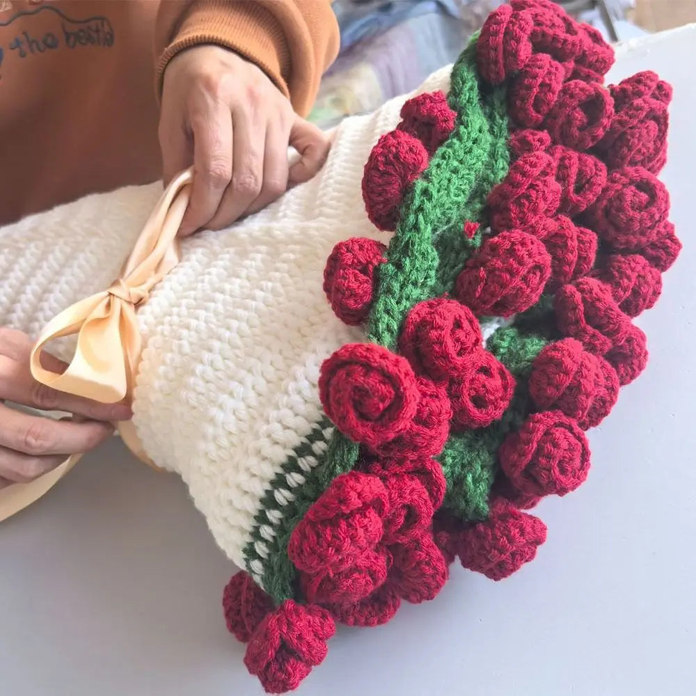 DIY Crochet Rose Bouquet Blanket Kit – 100% Cotton Material Pack Crochet Craft Kit Axl