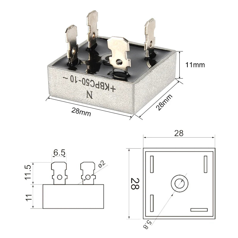 2PCS KBPC Bridge Rectifier – Single Phase Diode Metal Case Bridge Rectifier Axl