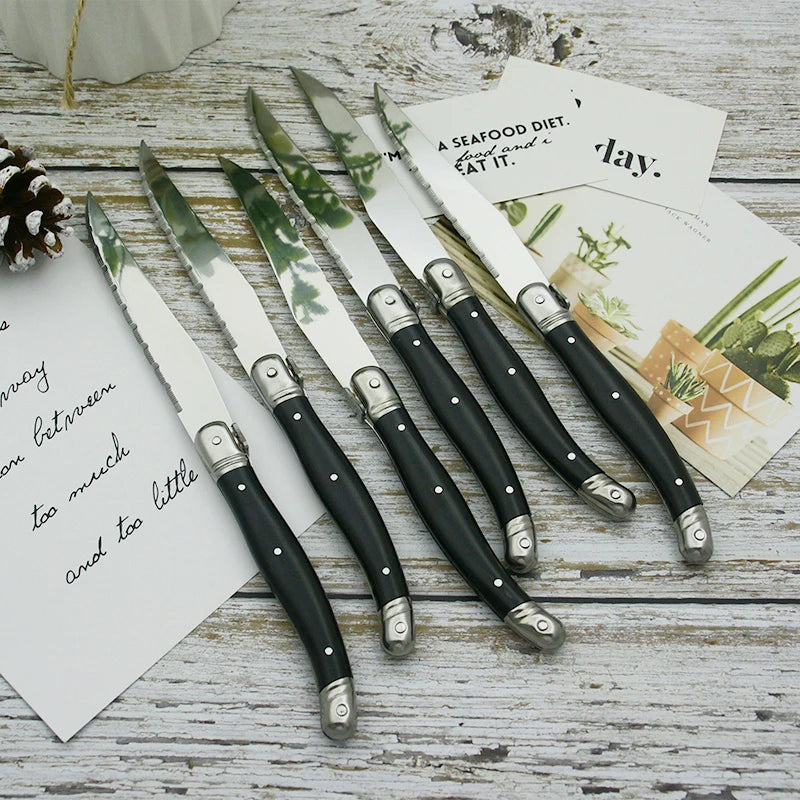 Laguiole Black Stainless Steel Cutlery Set – Fork Knife Spoon 2–10pc Flatware Cutlery Set Axl