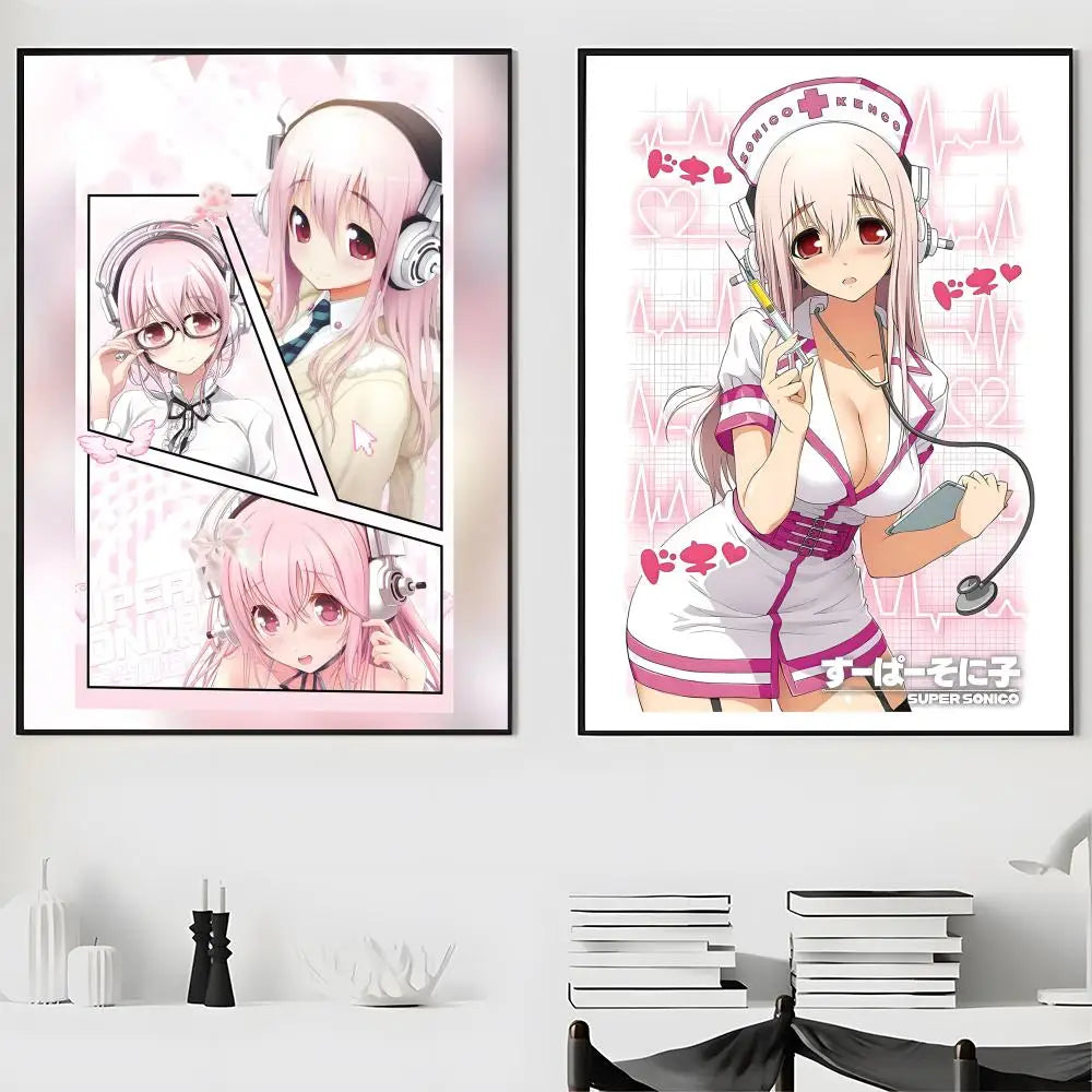 Super Sonico Anime Poster – HD Waterproof Wall Sticker Decor Anime Wall Poster Axl