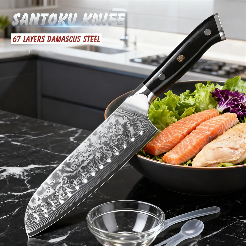 Santoku Kitchen Knife – Sharp Steel Chef & Utility Blade Kitchen Knife Axl