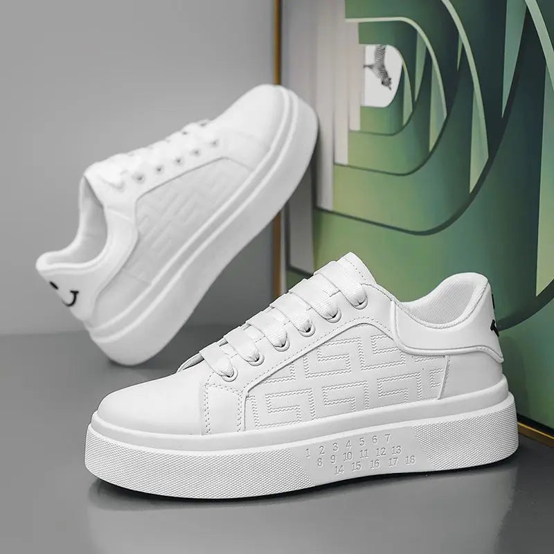 Men's Platform Sneakers – Lace-Up Leather Casual Skateboard Shoes Men's Casual Sneakers Axl