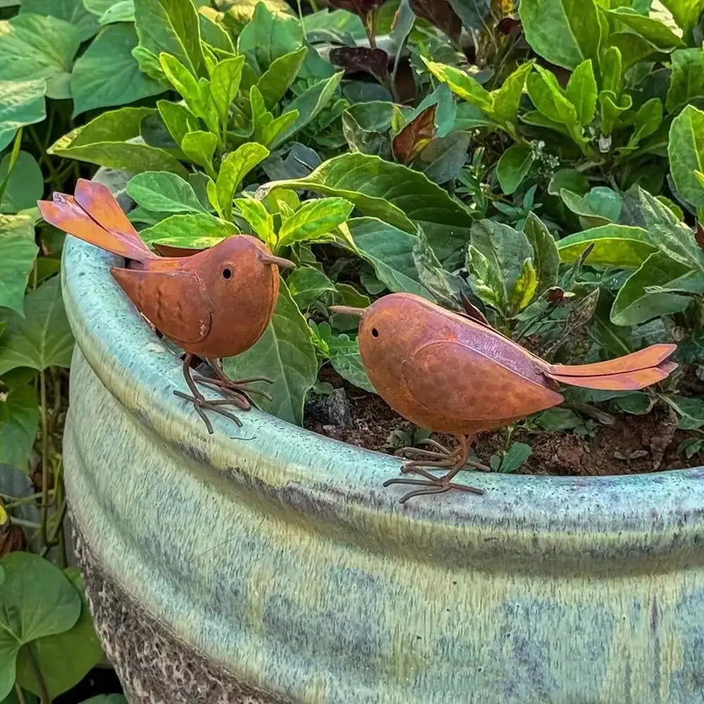 Retro Metal Bird Garden Sculptures – Iron Art Decor Set of 2 Garden Sculpture Axl