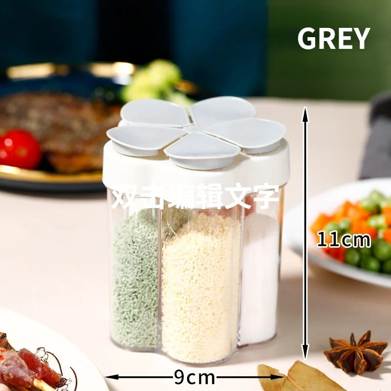 Plastic Spice Organizer – 5-Compartment Camping Seasoning Jar Spice Organizer Axl gray