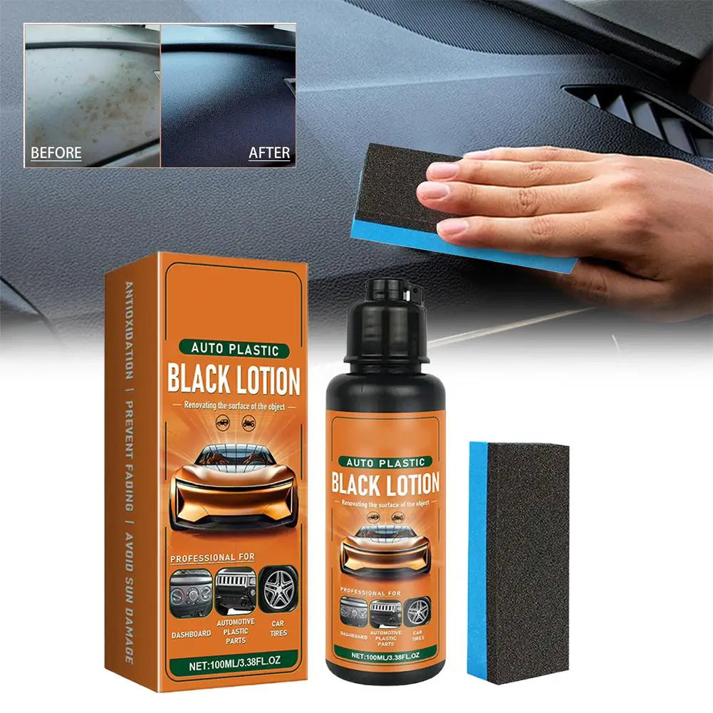 Car Black Plastic Restorer 100ml with Sponge | Dashboard & Bumper Plastic Trim Restorer Axl