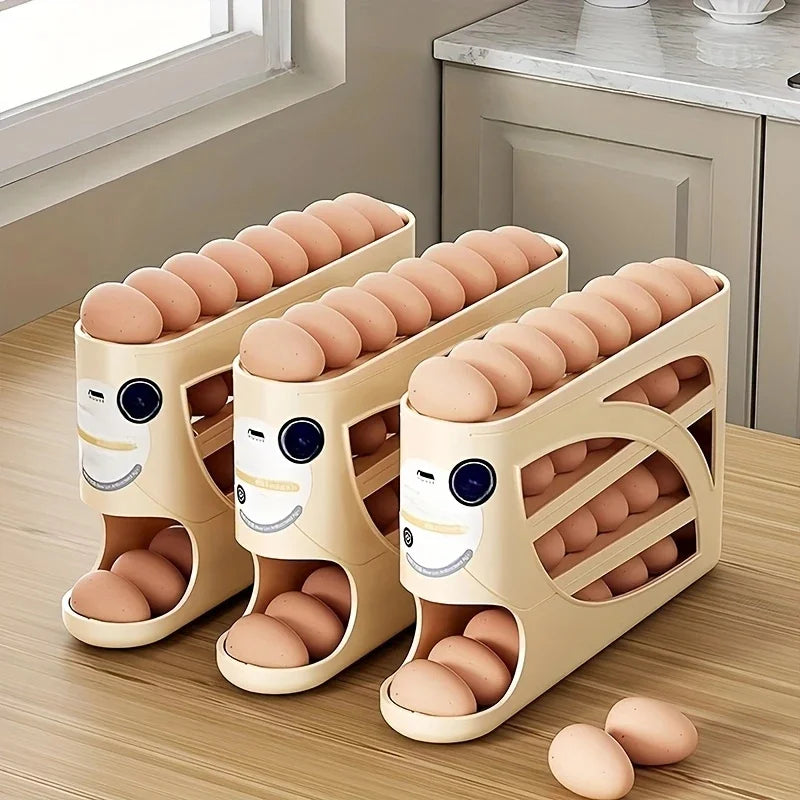 Rolling Egg Dispenser Rack – 2–4 Tier Fridge Egg Organizer Egg Organizer Rack Axl
