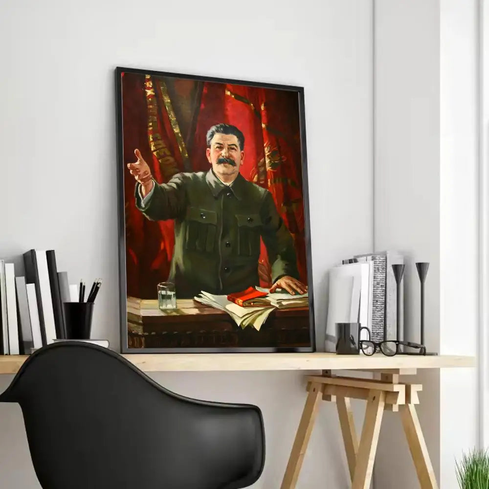 Lenin & Stalin Classical Canvas Wall Art Poster – Unframed Canvas Wall Art Axl Black2 30X40cmFrameless