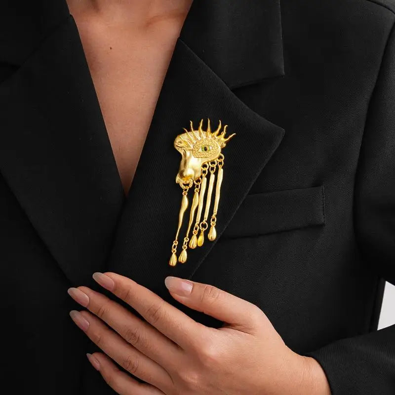 Devil's Eye Glaze Brooch – Luxury Alloy Tassel Lapel Pin Fashion Brooch Pin Axl