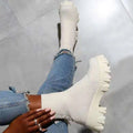 HAJINK Women's Platform Ankle Boots – Heeled Spring Winter Platform Ankle Boots Axl White 43