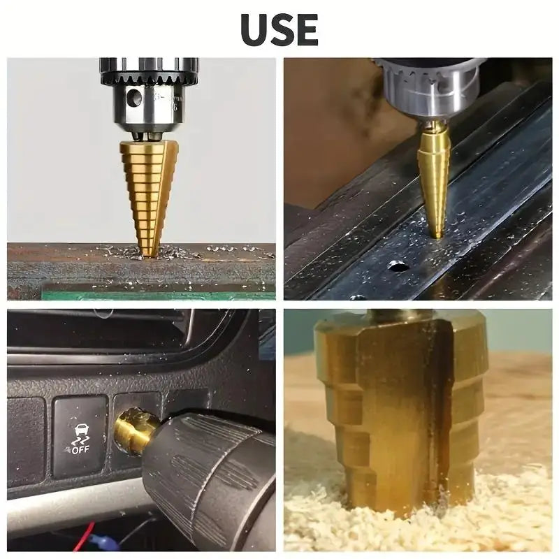 3-Piece Step Drill Bit Kit for Wood & Metal | Multi-Size Step Drill Bit Set Axl