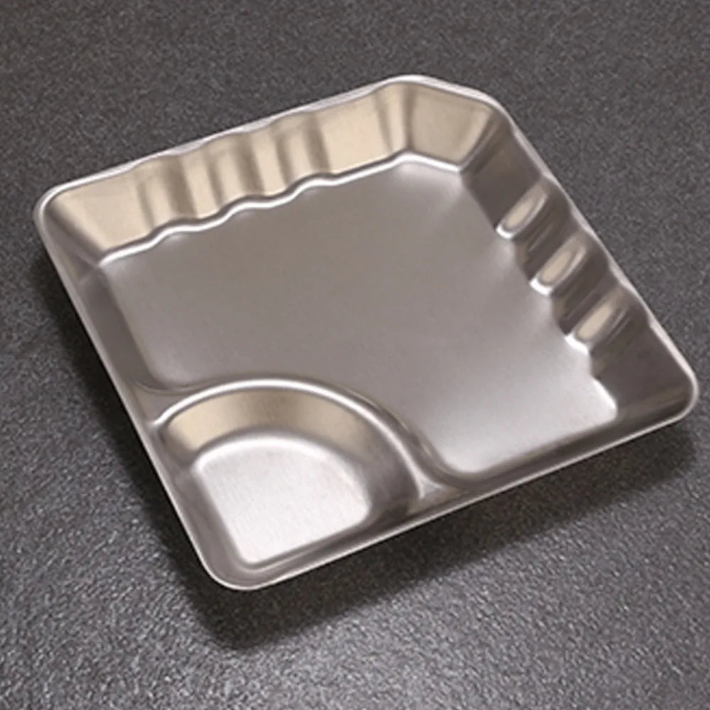 Stainless Steel Snack Plate with Sauce Cup – Gold & Silver Snack Serving Plate Axl sqaure-silver