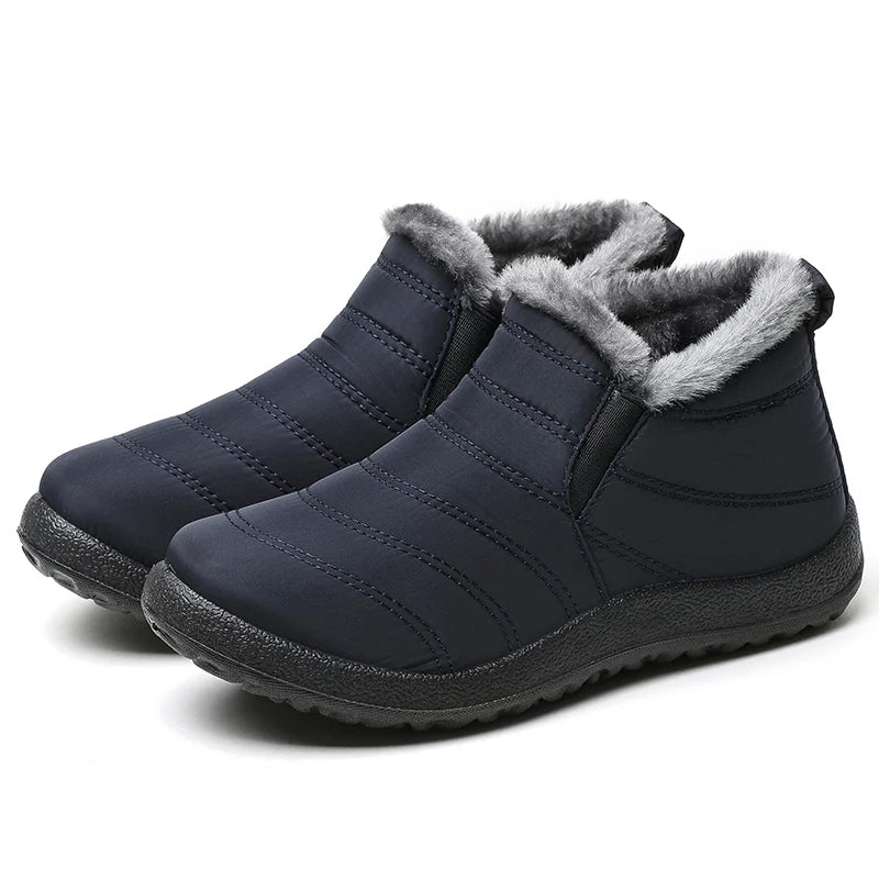 HAJINK Men's Fur-Lined Ankle Snow Boots – Winter Slip-On Men's Snow Boots Axl