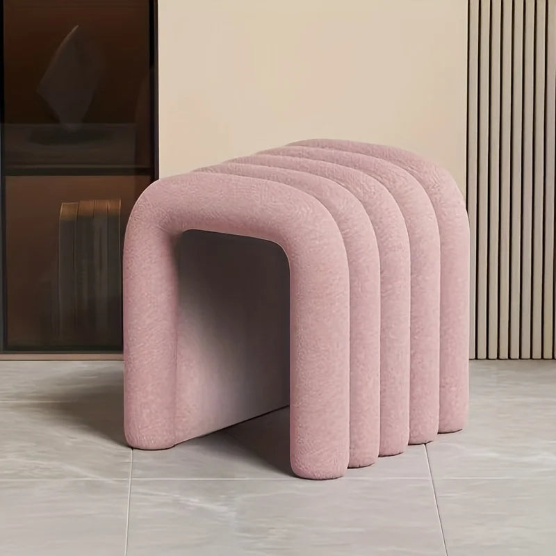 Luxury Velvet Accent Stool – Footrest & Makeup Bench Velvet Accent Stool Axl Pink