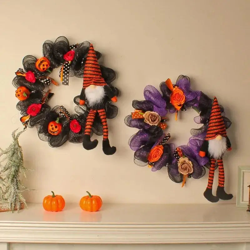 Halloween Long Leg Elder Doll Wreath – Spooky Door Decor Halloween Wreath Decor Axl