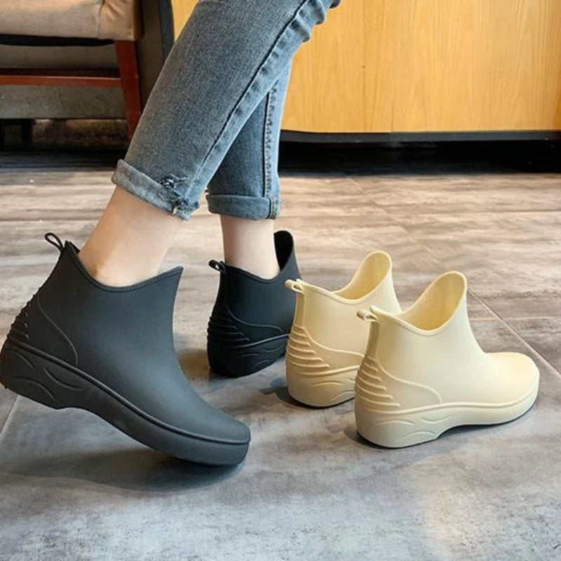 Women's Waterproof Platform Rain Boots – Anti-Slip Ankle Boot Platform Rain Boots Axl