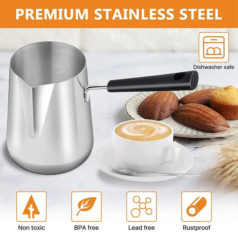 Turkish Coffee Pot – Stainless Steel Milk & Butter Warmer Coffee Pot Warmer Axl