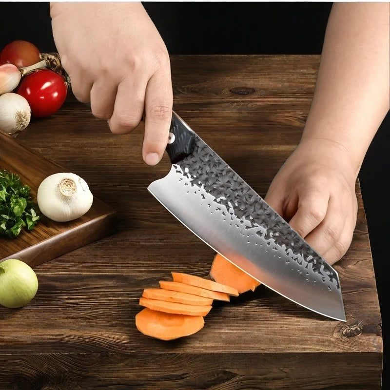 7" Chef's Knife – 4Cr13Mov Steel, Black PAKKA Handle Chef's Knife Axl