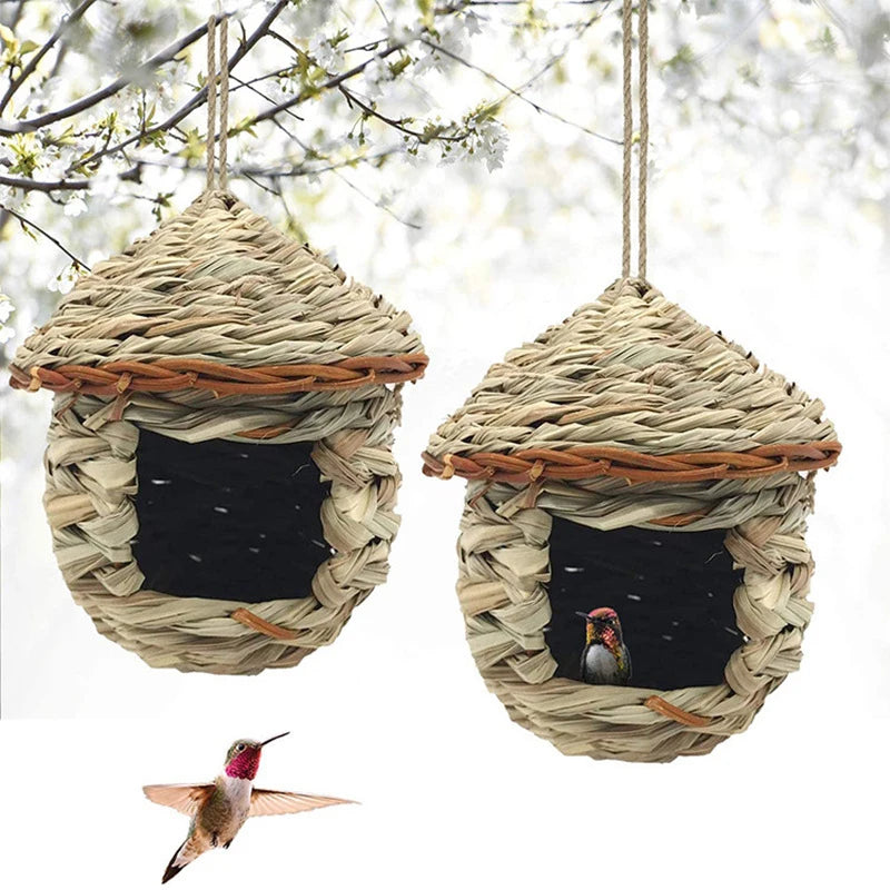 Handwoven Straw Bird Nest – Hanging Parrot Birdhouse Shelter Hanging Bird Nest Axl