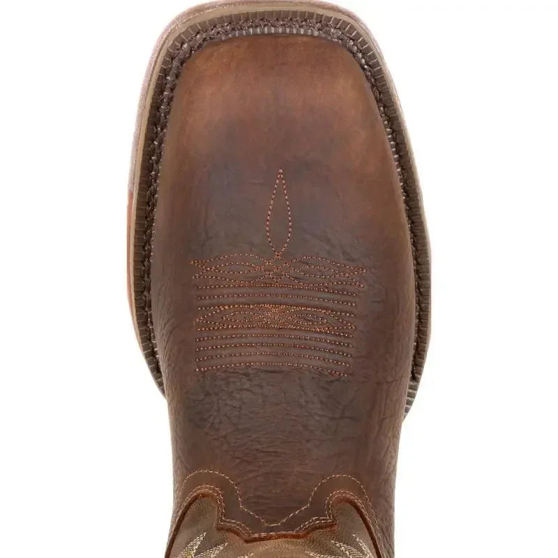 Men's Embroidered Chelsea Boots – Square Toe Low Heel Brown Chelsea Boots Axl