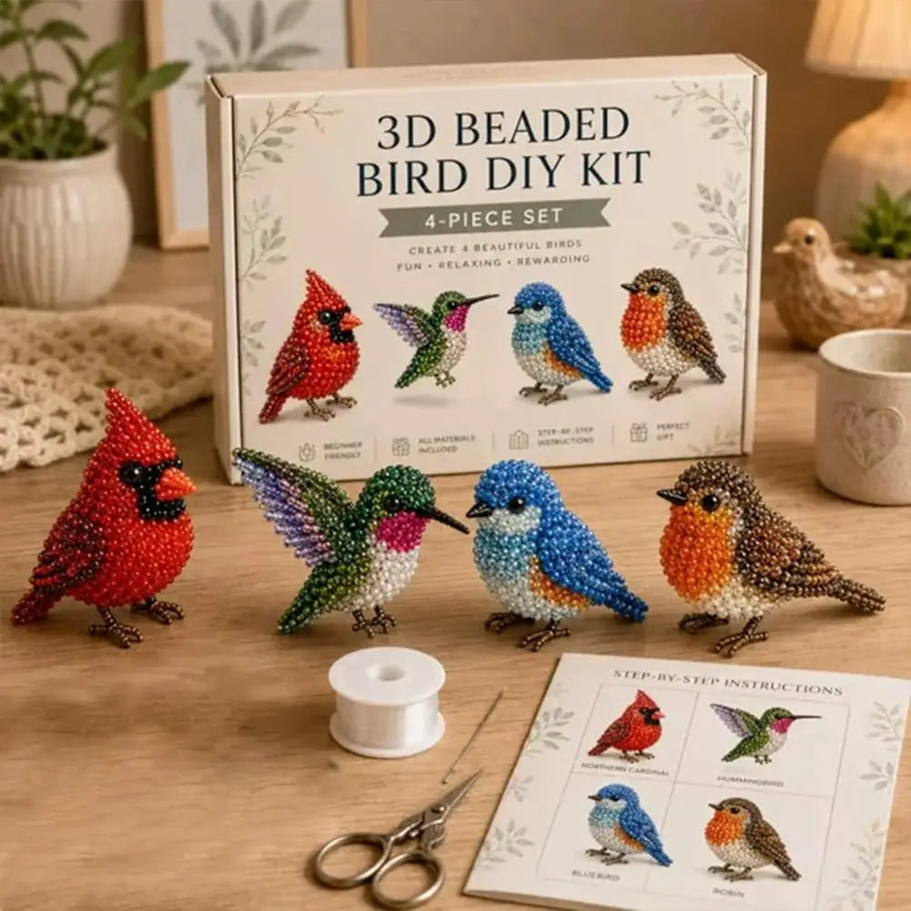 3D Bead Art Animal DIY Kit – 4-Piece Beadwork Craft Set Bead Craft Kit Axl