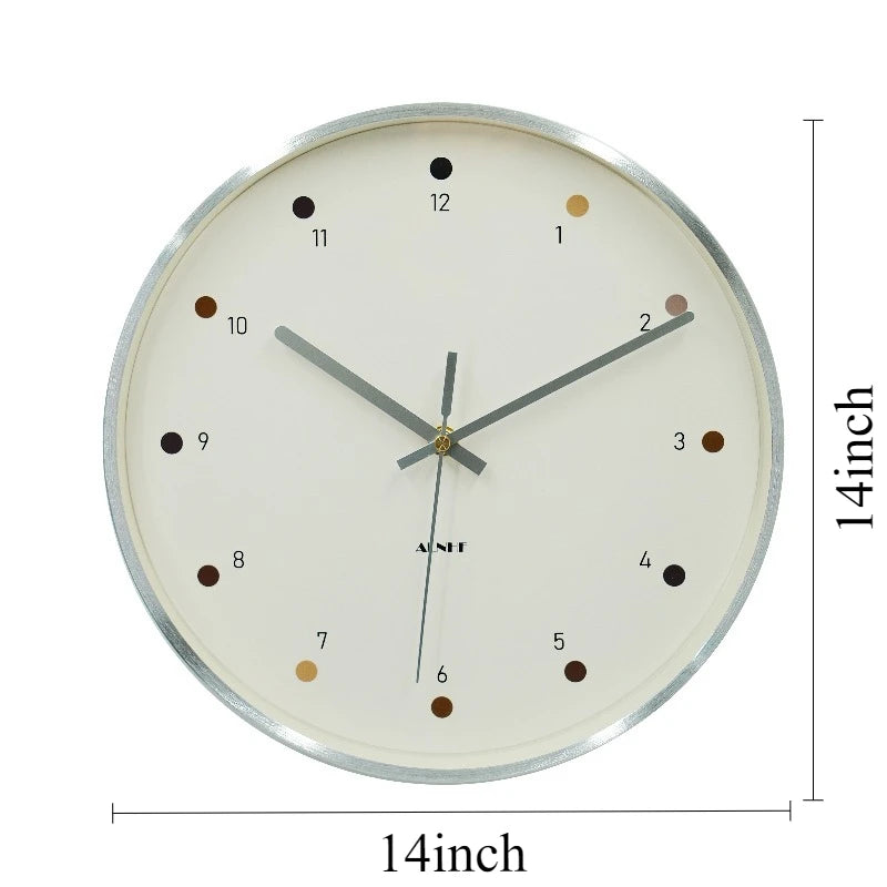 Modern Minimalist Silver Wall Clock – Silent Quartz 35cm Decorative Wall Clock Axl 14 Inch