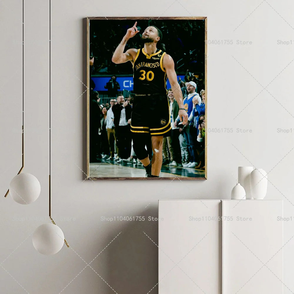Stephen Curry Basketball Poster – Self-Adhesive Waterproof Wall Art Wall Art Poster Axl