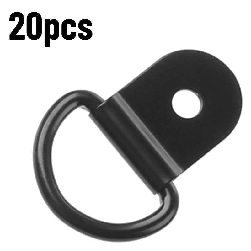 20-Pack Steel D-Ring Tie Down Anchors – Truck, Trailer & RV Cargo Tie Down Rings Axl Black