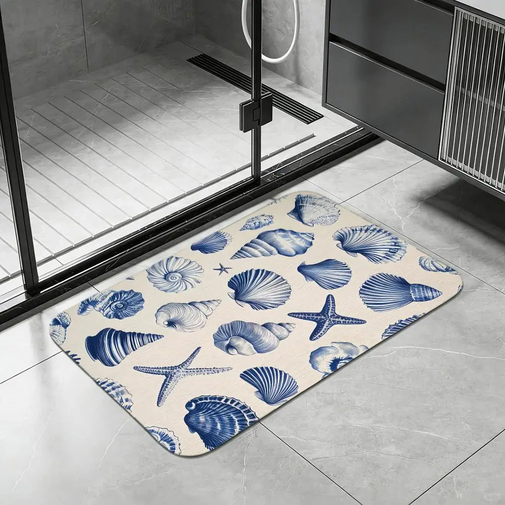 Mediterranean Shell Diatomite Bath Mat – Quick Dry Non-Slip Diatomite Bath Mat Axl White1 30x45cm