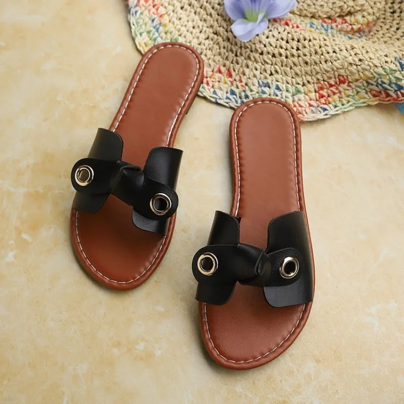Women's Flat Open-Toe Slip-On Sandals – Summer Beach Shoes Women's Flat Sandals Axl