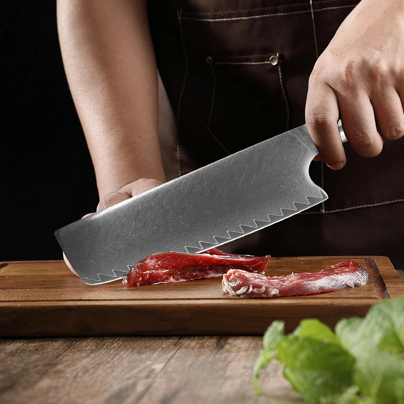 InLeung Damascus Chef Knife – Wood Handle Kitchen Slicer Damascus Chef Knife Axl