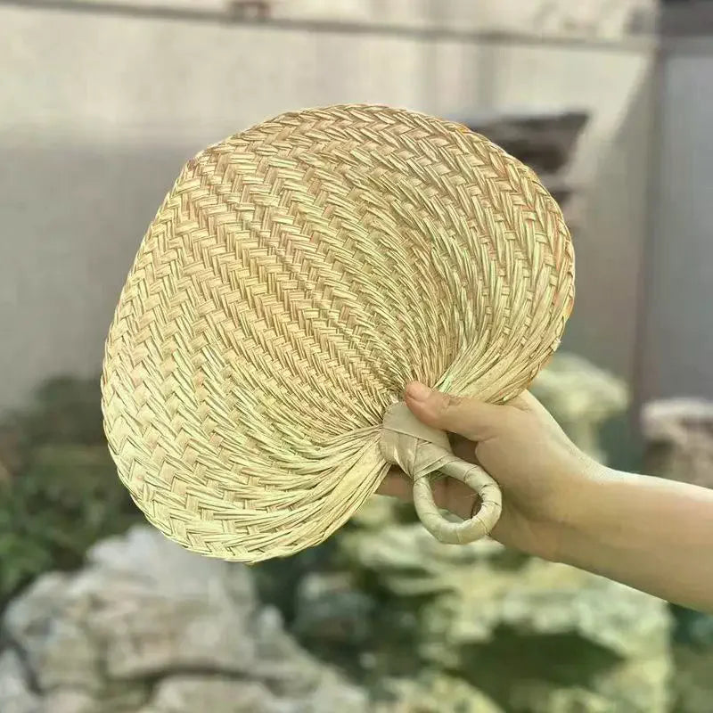 Vintage Handmade Palm Leaf Fan – Natural Foldable Cooling Fan Handheld Decorative Fan Axl