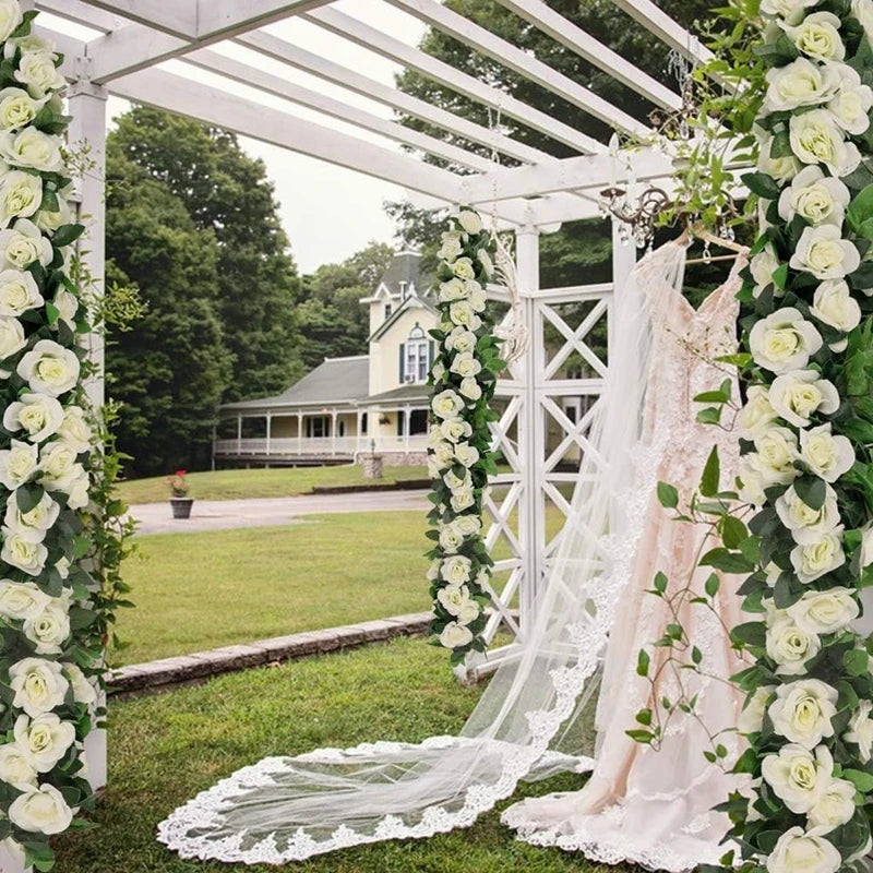 Artificial Rose Vine Garland – Silk Flower Wall Decor 220cm Silk Flower Garland Axl