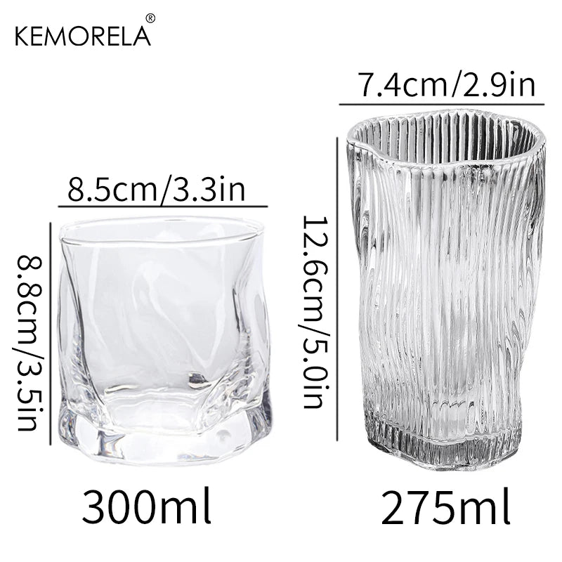 KEMORELA Twist Glass – Iced Coffee & Cold Drink Cup Cocktail Drink Glass Axl