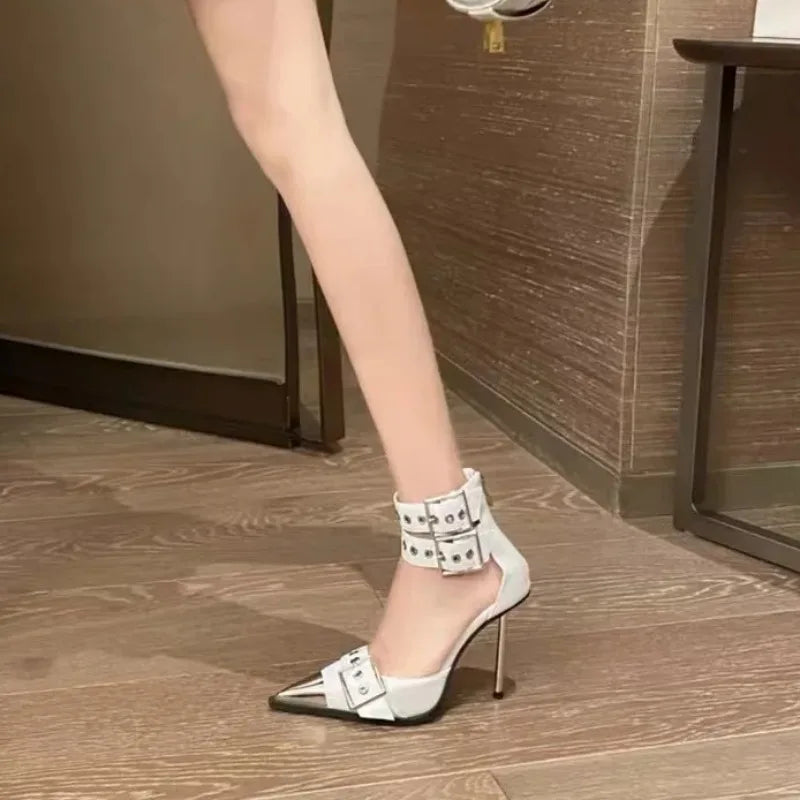 Women's Pointed Toe Stiletto Sandals – Buckle High Heels Stiletto Heel Sandals Axl