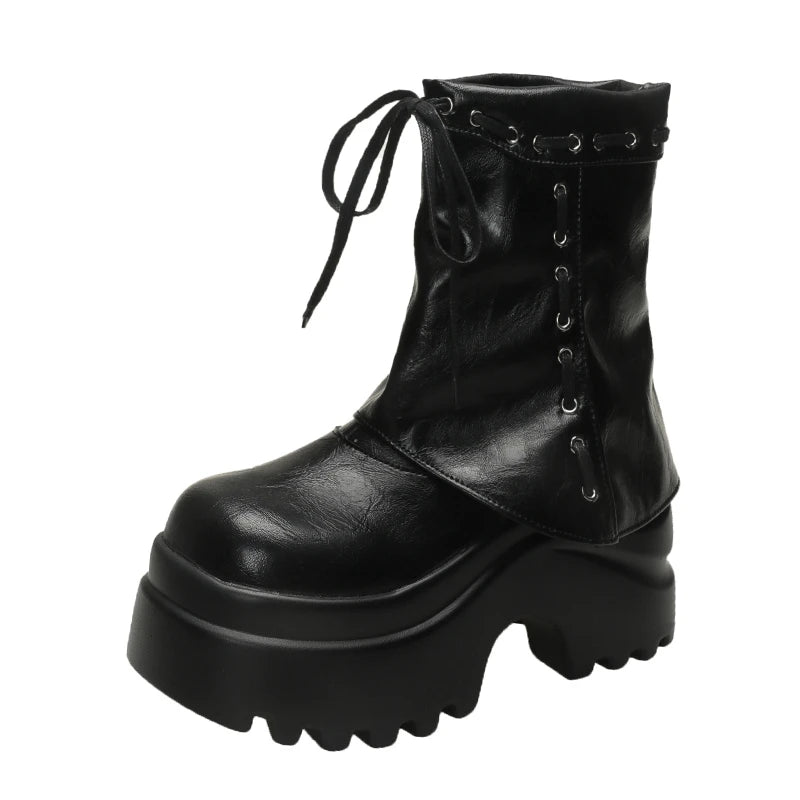 Women's Gothic Punk Platform Combat Boots – 9.5cm Heel Platform Combat Boots Axl black 37