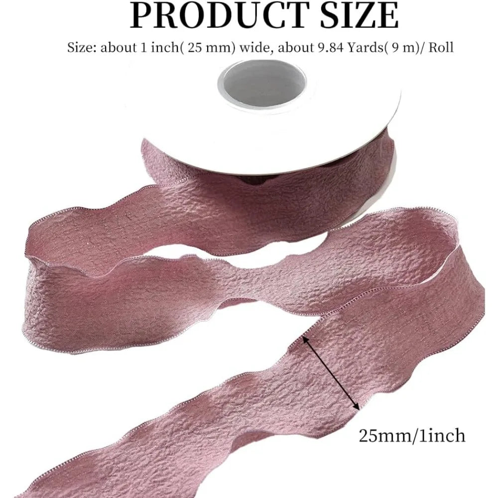 Ruffled Polyester Ribbon 1" Rosy Brown – 9.84 Yds Craft Trim Craft Ribbon Trim Axl