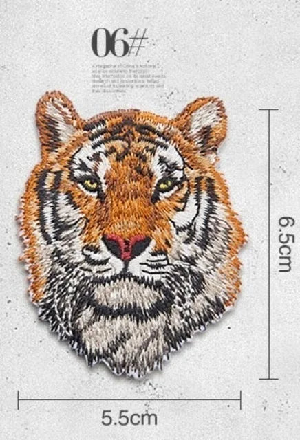 Tiger & Leopard Embroidered Iron-On Patches | Cotton Applique Embroidered Patch Axl D