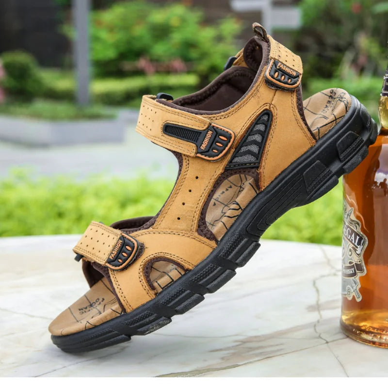 Men's Cow Suede Thick Sole Sandals – Open Toe Casual Outdoor Men's Sandals Axl